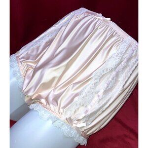 NIP L Ritzy Knickers CanCan Granny Panty Silky Nylon Satin Lace Bow Brief Sissy
